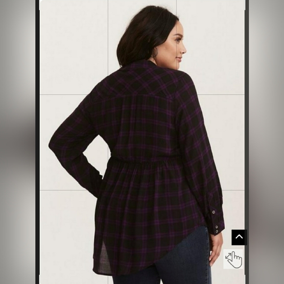 TORRID PURPLE-BLACK PLAID BABYDOLL TUNIC...SIZE:1 - Picture 3 of 11